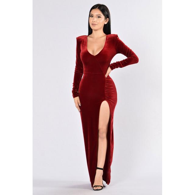 fashion nova red velvet dress