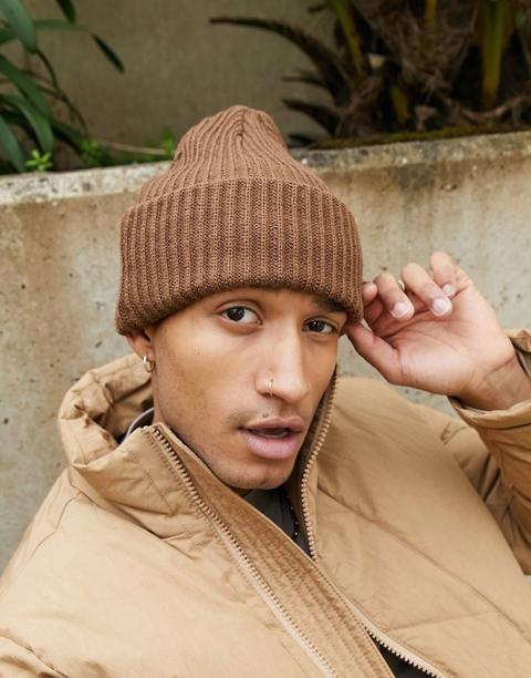 Asos Design Oversized Beanie In Brown