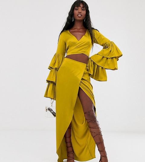 Falda Midi Cruzada En Amarillo Intenso De Ttya