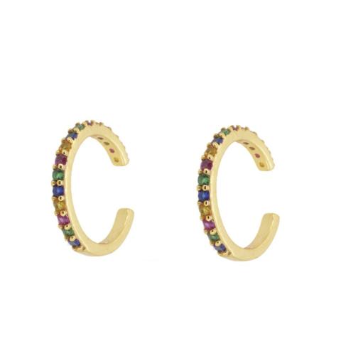 Pendientes Ear Cuff Multicirconitas Gold (elige Tu Color)