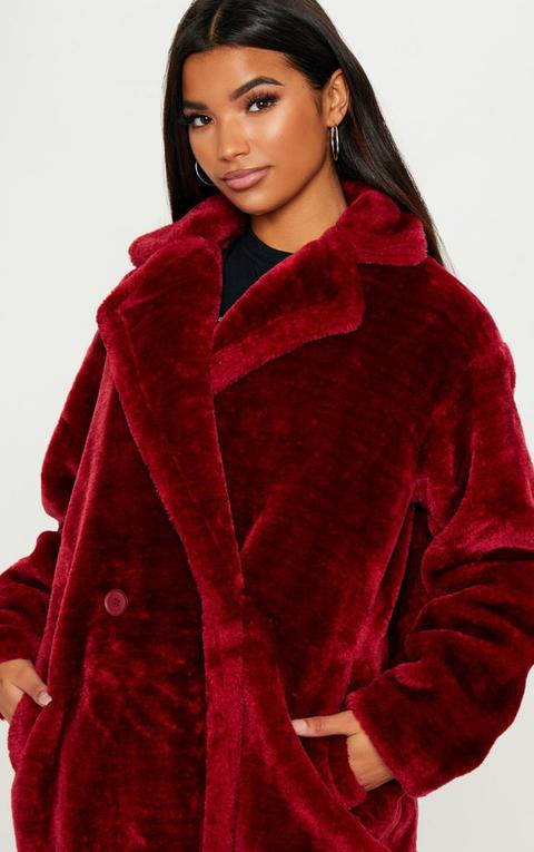 burgundy faux fur jacket