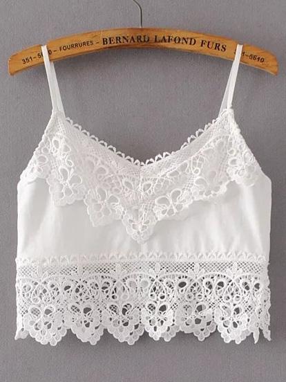 Lace Trim Crop Cami Top