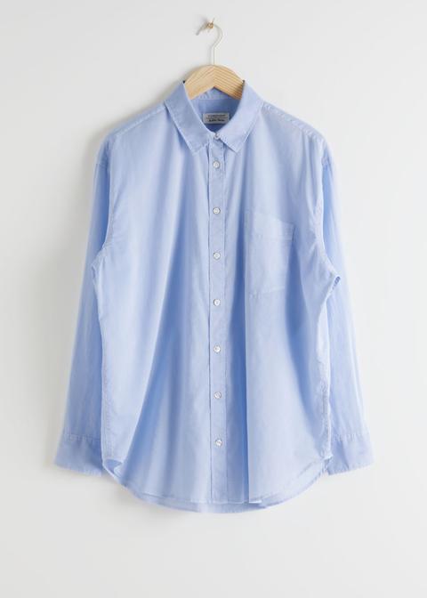 Oversized Button Up Shirt - Blue