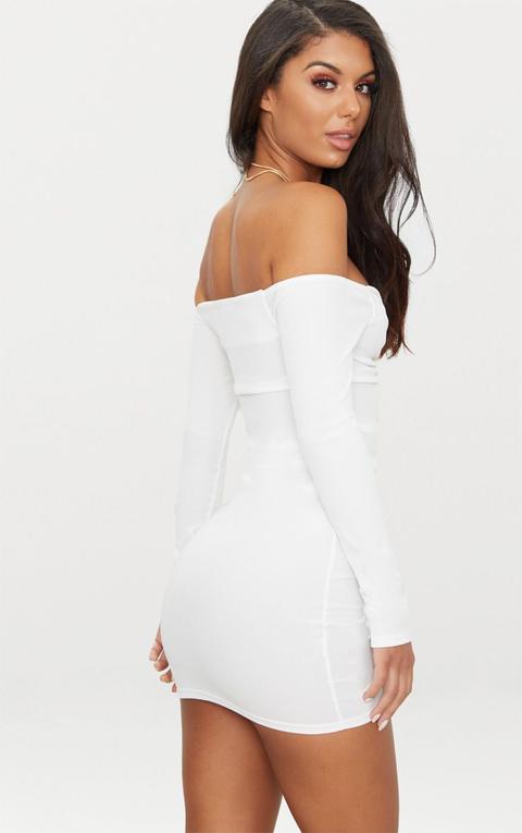 white bodycon ruched dress