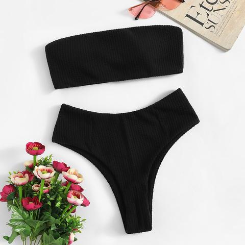 Set Bikino Bandana A Coste A Vita Alta