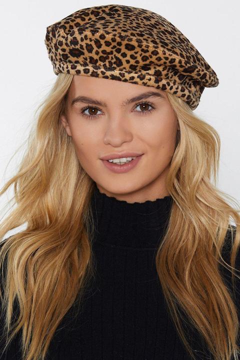 Here And Meow Velvet Leopard Beret