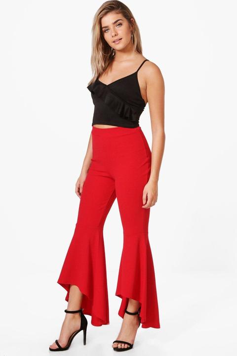 Avah Ruffle Wide Leg Trousers