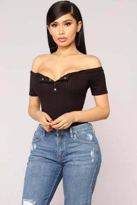 Janae Off Shoulder Bodysuit - Black