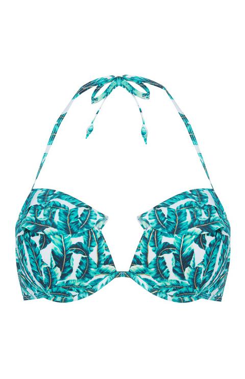 Top De Bikini Con Motivo De Palmera