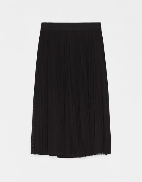 Falda Midi De Tul Plisada