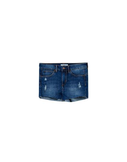 Shorts Denim Push Up Tiro Medio