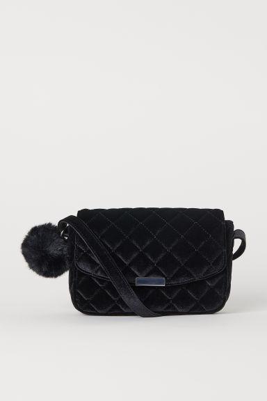 H & M - Bolso Bandolera En Terciopelo - Negro