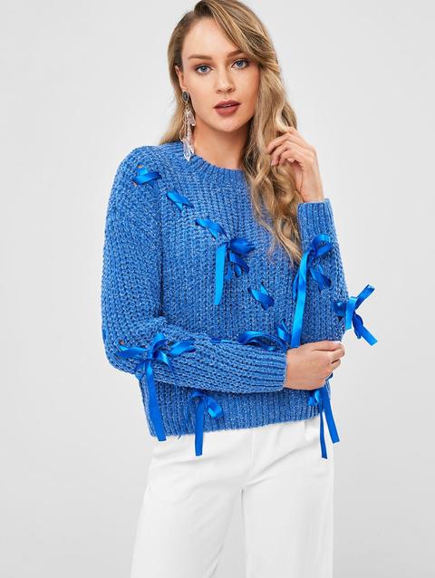 Maglione Pesante Con Lacci Cornflower Blue