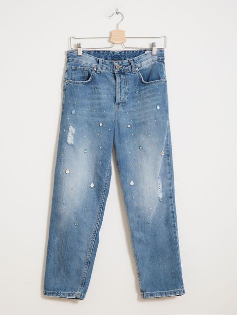 Jeans Baggy Con Pietre E Strass