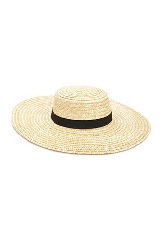 Forever 21 Wide-brim Straw Hat , Natural/black