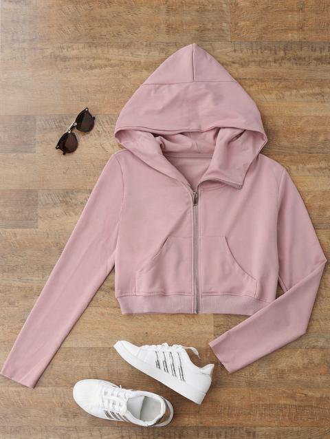 Felpa Con Cappuccio Corta Con Zip
