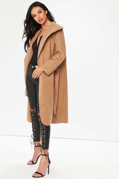 Priah Camel Longline Waterfall Coat