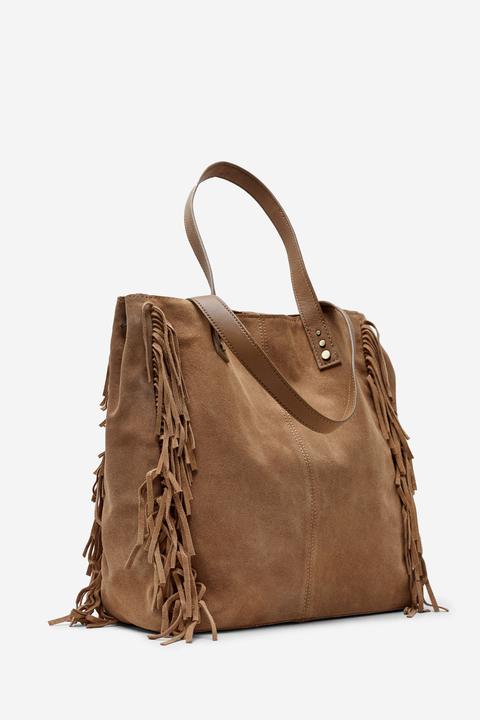 Shopper De Piel Con Flecos