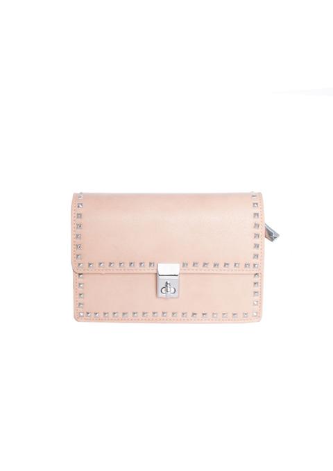 Julia Nude Silver Studded Shoulder Bag