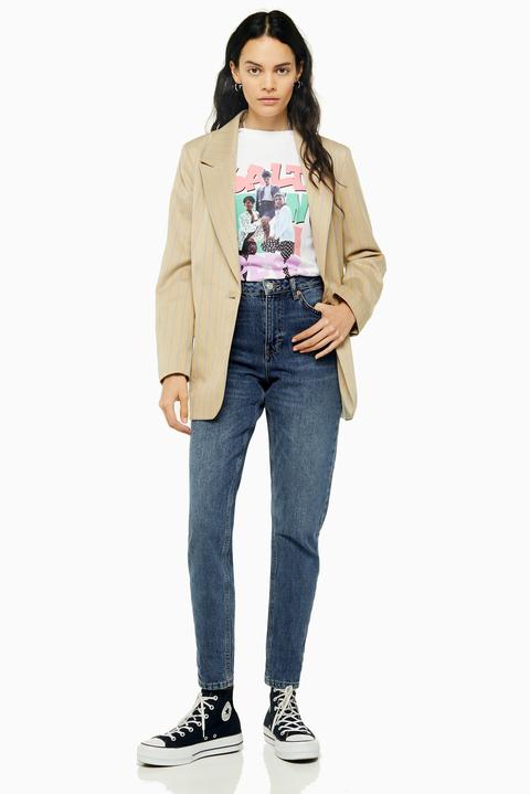 Womens Rich Blue Mom Tapered Jeans - Blue, Blue