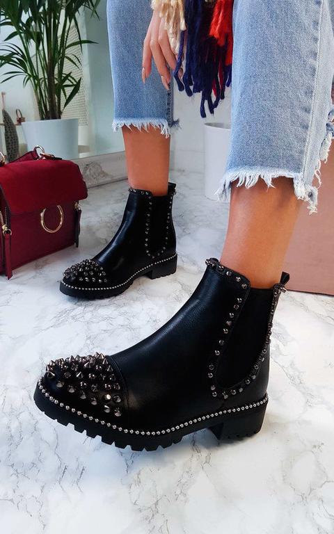 Serina Studded Ankle Boots In Black
