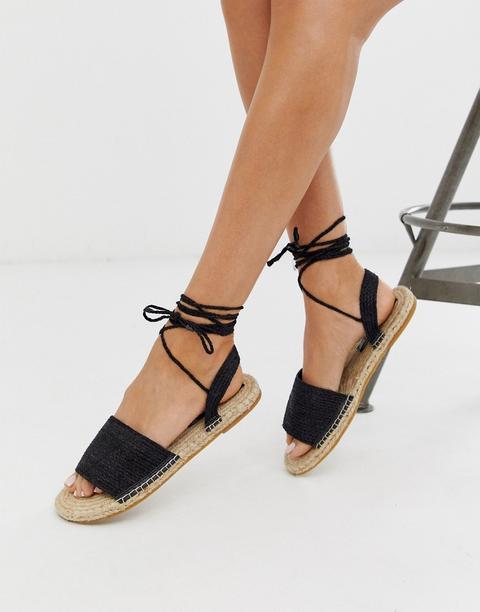 Asos Design - Josy - Espadrilles Intrecciate Basse Nere - Nero