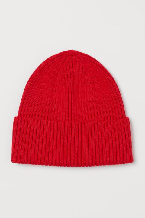 Gorro En Punto De Canalé - Rojo