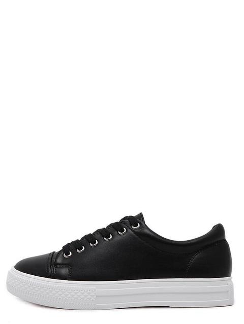 Scarpe Da Ginnastica Con Lacci Toe Rotondo - Nero