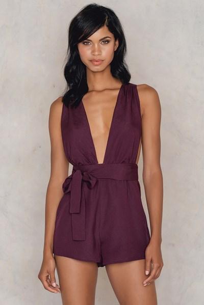 Roser Thick Cross Back Romper - Purple