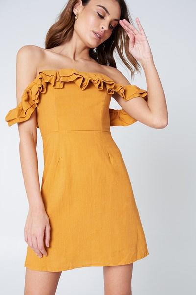 Lioness Rendevous Frill Dress - Orange