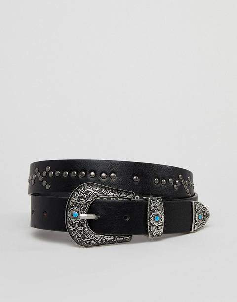 Johnny Loves Rosie Western Detail Belt - Black