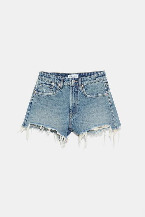 Hi-rise-jeansshorts Mit Rissen