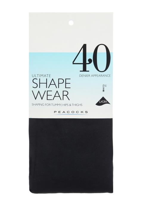 Womens Black 40 Denier Ultimate Shapewear Tights from Peacocks on 21 Buttons
