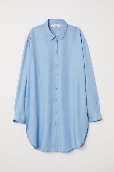 H & M - Camicia Lunga In Lyocell - Blu