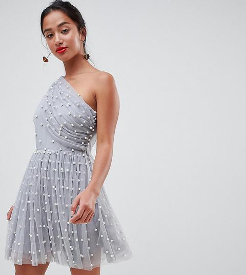 Minivestido De Graduación Asimétrico Con Adorno De Perlas De Asos Design Petite-multicolor