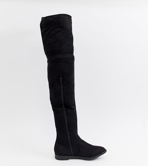 Truffle Collection - Flache Overknee-stiefel - Schwarz