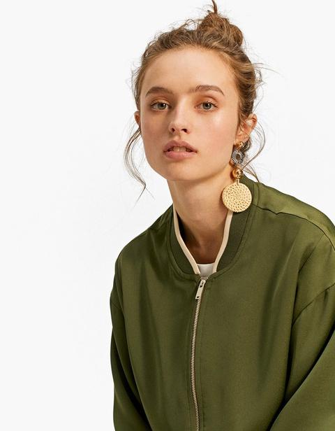 Bomber In Satin Kaki