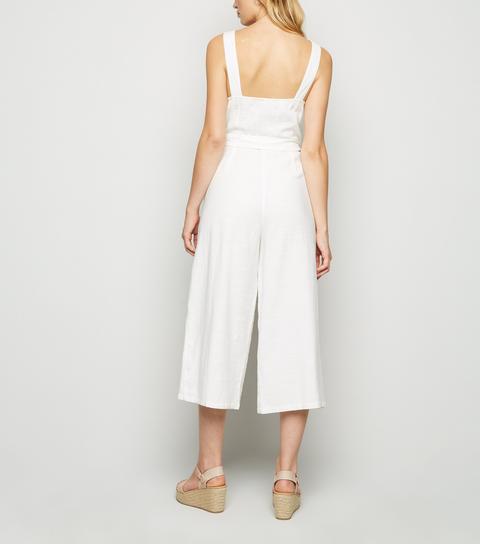 White Crop Wide Leg Jumpsuit New Look