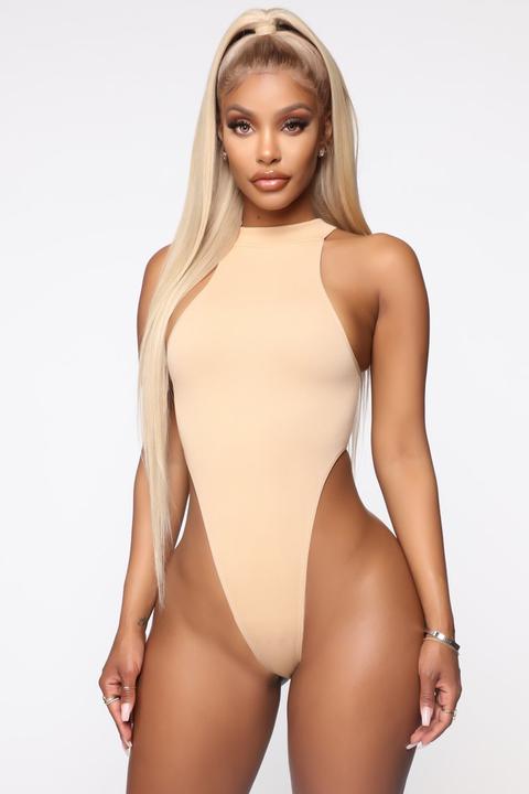 Sassy High Cut Bodysuit - Taupe