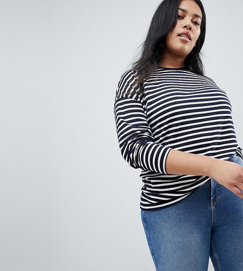 Camiseta Extragrande De Manga Larga Con Estampado De Rayas De Asos Curve-multicolor