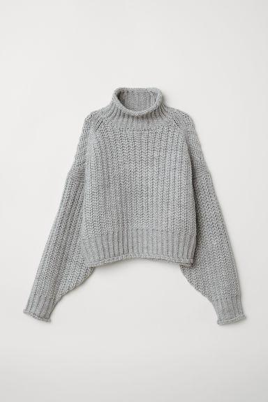 H & M - Pullover A Collo Alto A Coste - Grigio