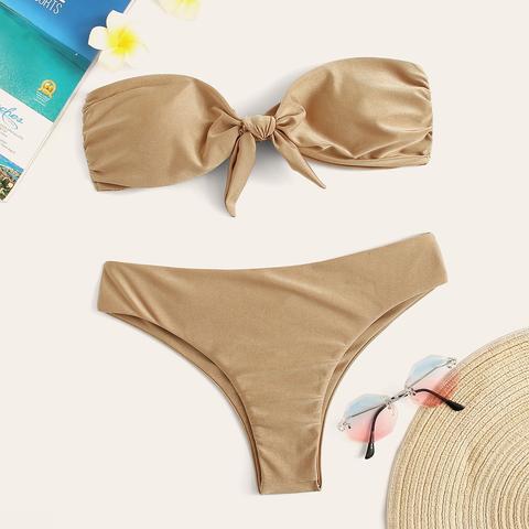 Set De Bikini Bandeau Con Nudo Delantero