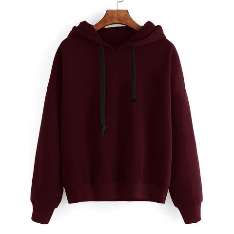 Contrast Drawstring Drop Shoulder Hooded Sweatshirt