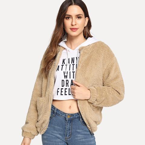 Cazadora Teddy Con Cremallera