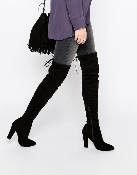 Public Desire Olivia Tie Back Heeled Thigh High Boots