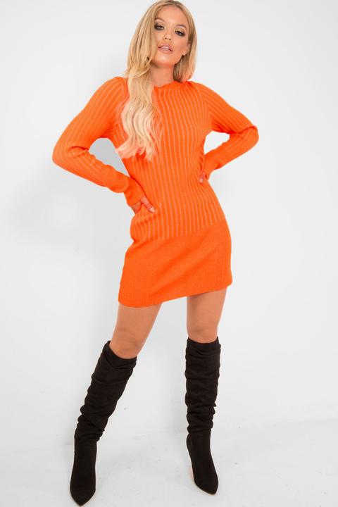 neon orange jumper dress