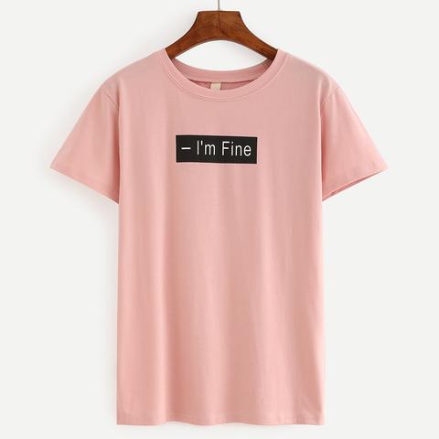 Camiseta Letra Estampada -rosa