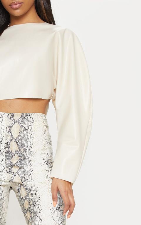 Stone Faux Leather Crop Sweater