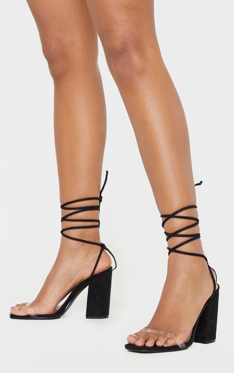 black heels with tie strap