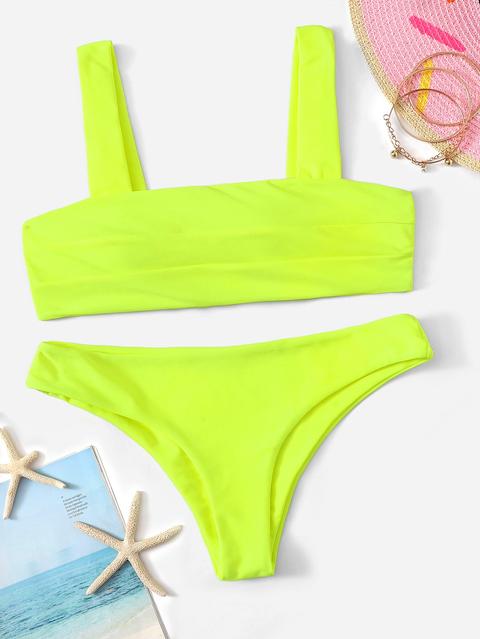 Set Bikini Top Neon Con Collo Quadrato